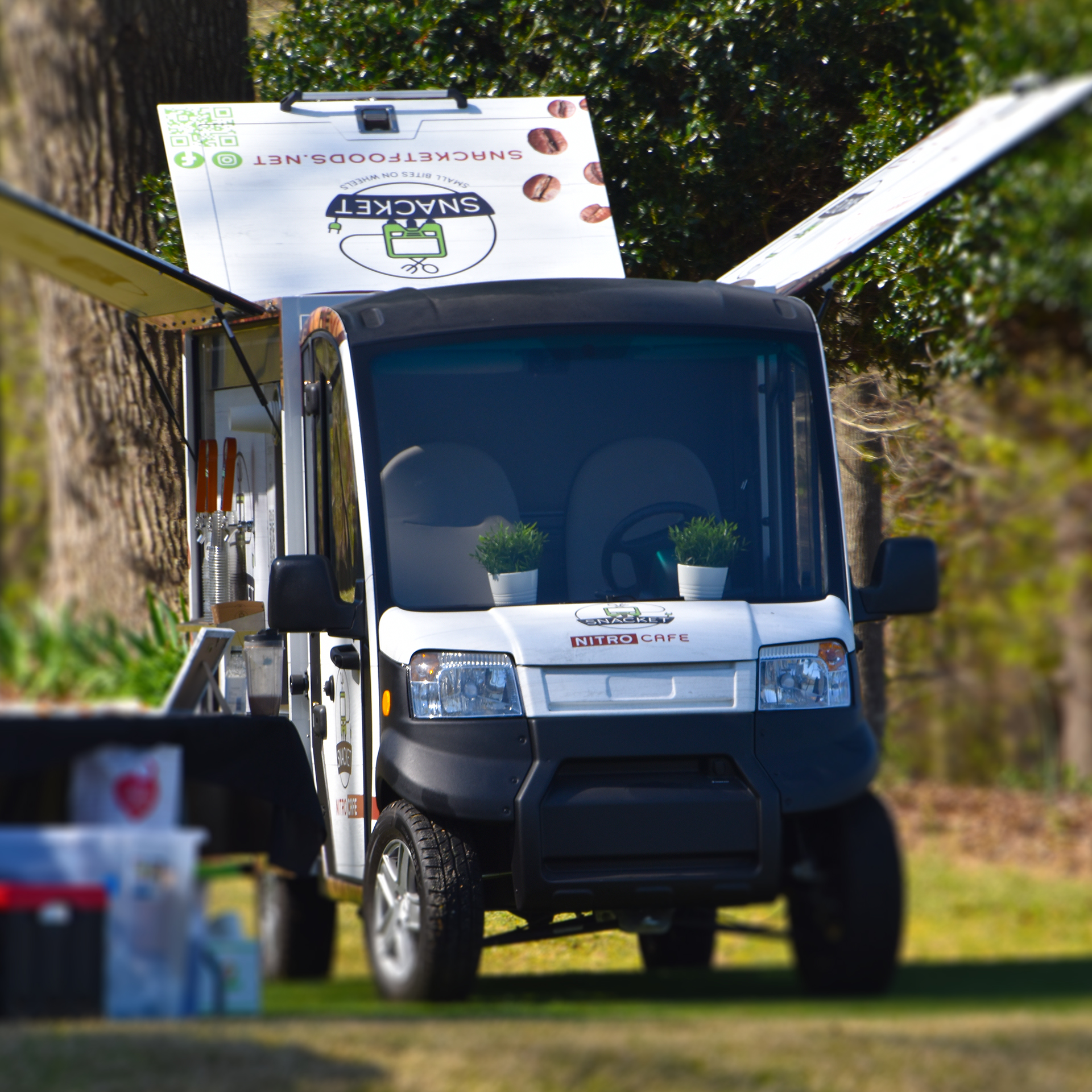 SNACKET brand activation platform — electric mobile unit deployed on site